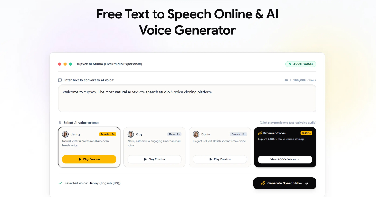 Ảnh xem trước Chuyển văn bản thành giọng nói bằng AI — YupVox